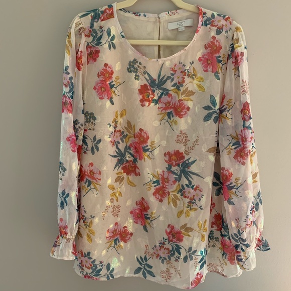 LOFT iridescent accent floral top - Picture 5 of 8